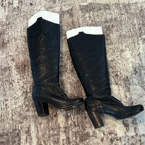 Black Knee-High Leather Boots